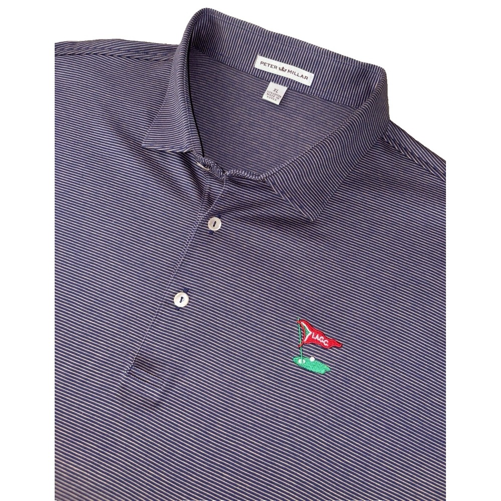 NEW Peter Millar LACC Stretch Golf Polo Men's XL Purple Tan Stripe MS16K04S